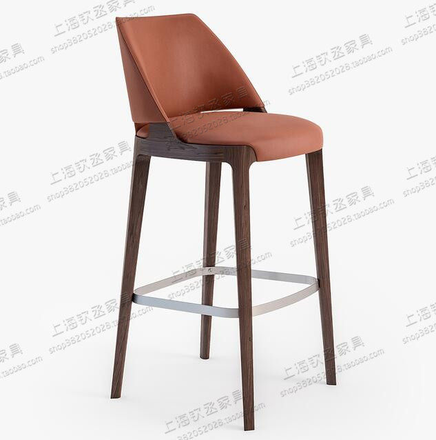 Solid wood bar chair Retro minimalist American modern bar chair designer front desk high chair KTV bar chair stool