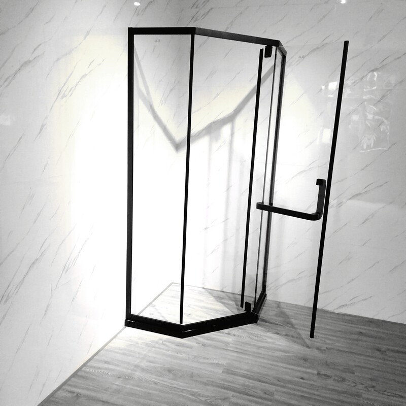 Diamond Type Stainless Steel Shower Room Partition Makeup Room Dry Wet Zone Separated Tempered Glass Partition Arched Trilateral Type
