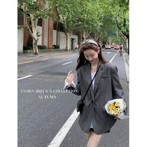 cchen Chen Chen_Advanced gray suit jacket female 2022 spring and autumn new Korean style casual fried street small suit jacket