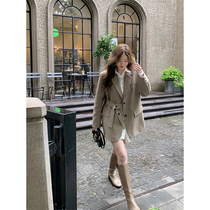 cchen Chen Chen_High-end sense suit jacket female 2022 spring and autumn new Korean version loose casual coffee color small suit