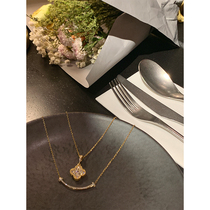 cchen Chen Chen_ Four-leaf clover necklace female summer 2022 new light luxury niche pendant Tanabata Valentines Day gift