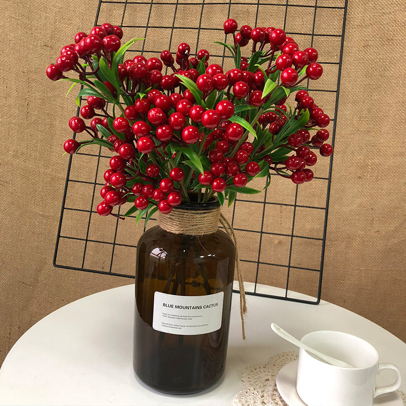 Simulation flower berry wedding design layout red fortune fruit lucky fruit silk flower fake flower wedding red fruit decoration flower