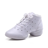 Летняя дышащая обувь, белые спортивные танцующие туфли, из натуральной кожи, мягкая подошва