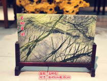 The breath of the forest Screen Xiuyan jade picture stone Natural rough stone Qishi ornaments Town house collection to watch