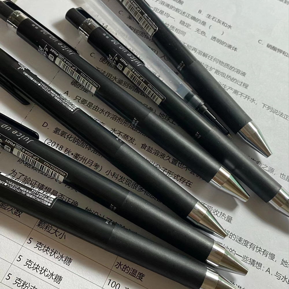 日本PILOT百乐果汁笔0.4mm按动中性笔 学生考试专用黑笔速干油墨