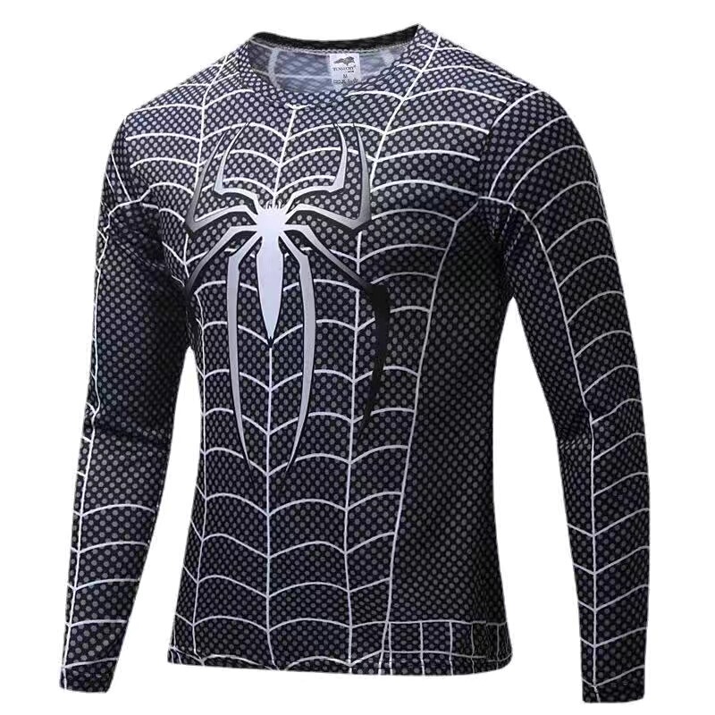 Spring and Autumn Trend 3D Digital Print Spider-Man Iron Man Anime Street Round Neck Sports Long Sleeve T-Shirt Top