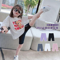 Girls children shark pants summer clothes seven points leggings thin dance pants outside wear quick-drying five-point pants yoga shorts