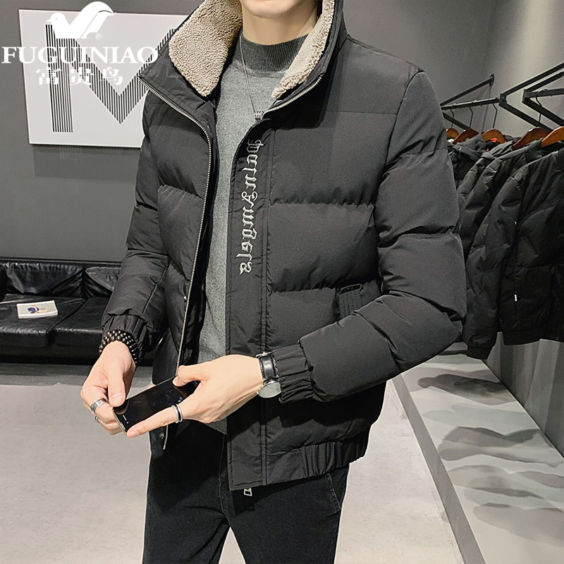 Rich Bird Tide Brand Large Size Cotton Coat Men's Korean Trend Casual Wild Collar Jacket Autumn and Winter Thickened Warm Cotton Clothes