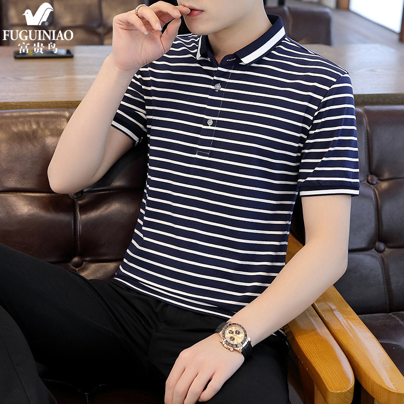 Fugui bird men's fashion boomer turtlenecks polo shirts polo shirts 2021 new summer business casual short sleeve T-shirts