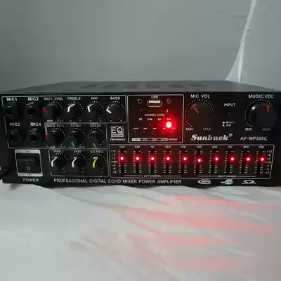 600W Bluetooth power amplifier 2-channel power amplifier 12V Karaoke power amplifier can be connected with 4 microphones