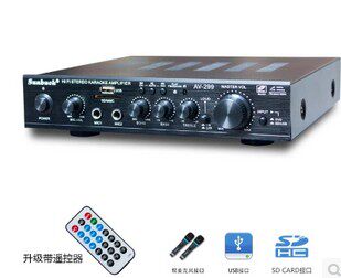 220v home theater karaoke amplifier 2 0 amplifier USB SD card with radio dual microphone amplifier