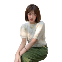 Designed puff sleeves twist round neck knitted sweater womens new autumn and winter sweet and age-reducing slim versatile top trendy
