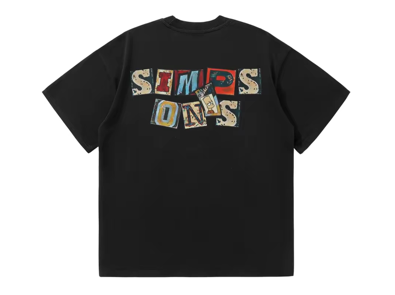 The Simpsons American Retro Cartoon Letter Graphic Print Pure Cotton Short-Sleeved T-Shirt, Unisex