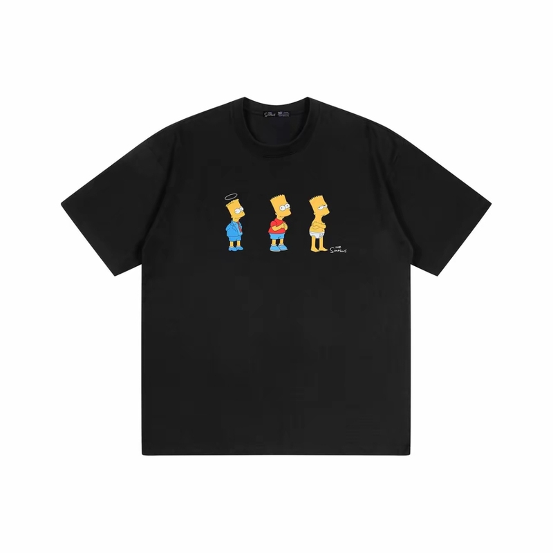 The Simpsons Cartoon Pattern Letter Print Loose Short-Sleeved T-Shirt, Same Style for Men and Women