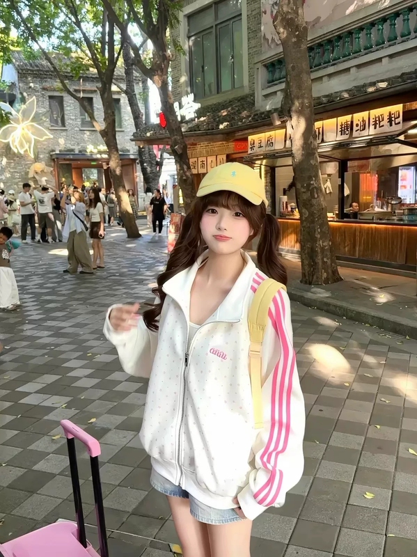 Fock American Retro Star Stand-Up Collar Zipper Jacket for Women, Loose Casual Sports Jacket, White Short Jacket for Men and Women Fock American Retro Star Stand-Up Collar Zipper Jacket for Women, Loose Casual Sports Jacket, White Short Jacket for Men and Women