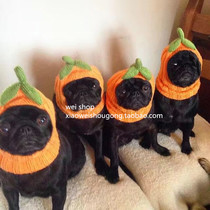  Pet Fadou Jingba transformed into Halloween pumpkin funny wool hat Christmas cat headgear Dog hat headdress