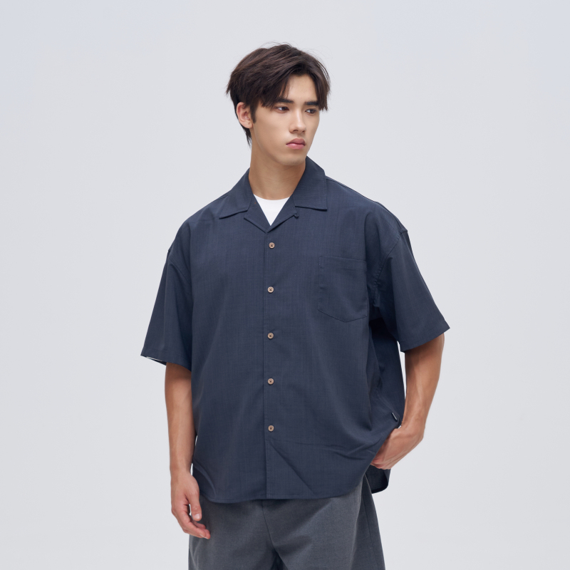 Seedclub Black Label [Linen Cotton Shirt] Hawaiian Cool Linen Cotton Blend Structured Comfortable Slightly Loose Shirt