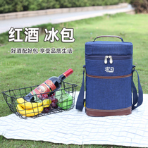 Red Wine Insulated Bag Thickened Outdoor Wine Refrigerated Bag Ice Pack Anti-Collision Hand Bag Gift Bag Customizable