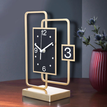 Table Clock for Living Room, Home Use, Stylish Wine Cabinet, Modern Minimalist Sitting Clock, Clock Ornament, Unique Creative and Elegant Desktop Clock