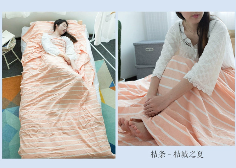 Cotton cotton bẩn túi ngủ khách sạn chống bẩn tấm chăn bông đôi du lịch nhân tạo du lịch xách tay đôi - Túi ngủ