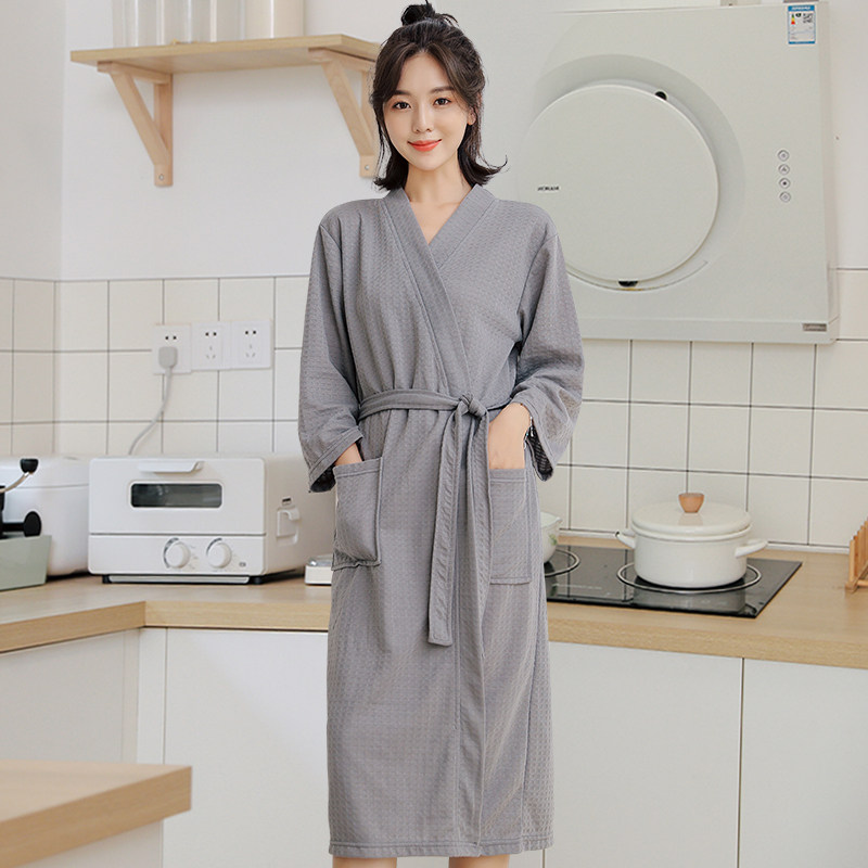Bathrobe women long summer autumn couple thin hotel pajamas yukata male waffle absorbs water quick drying Yukata robes