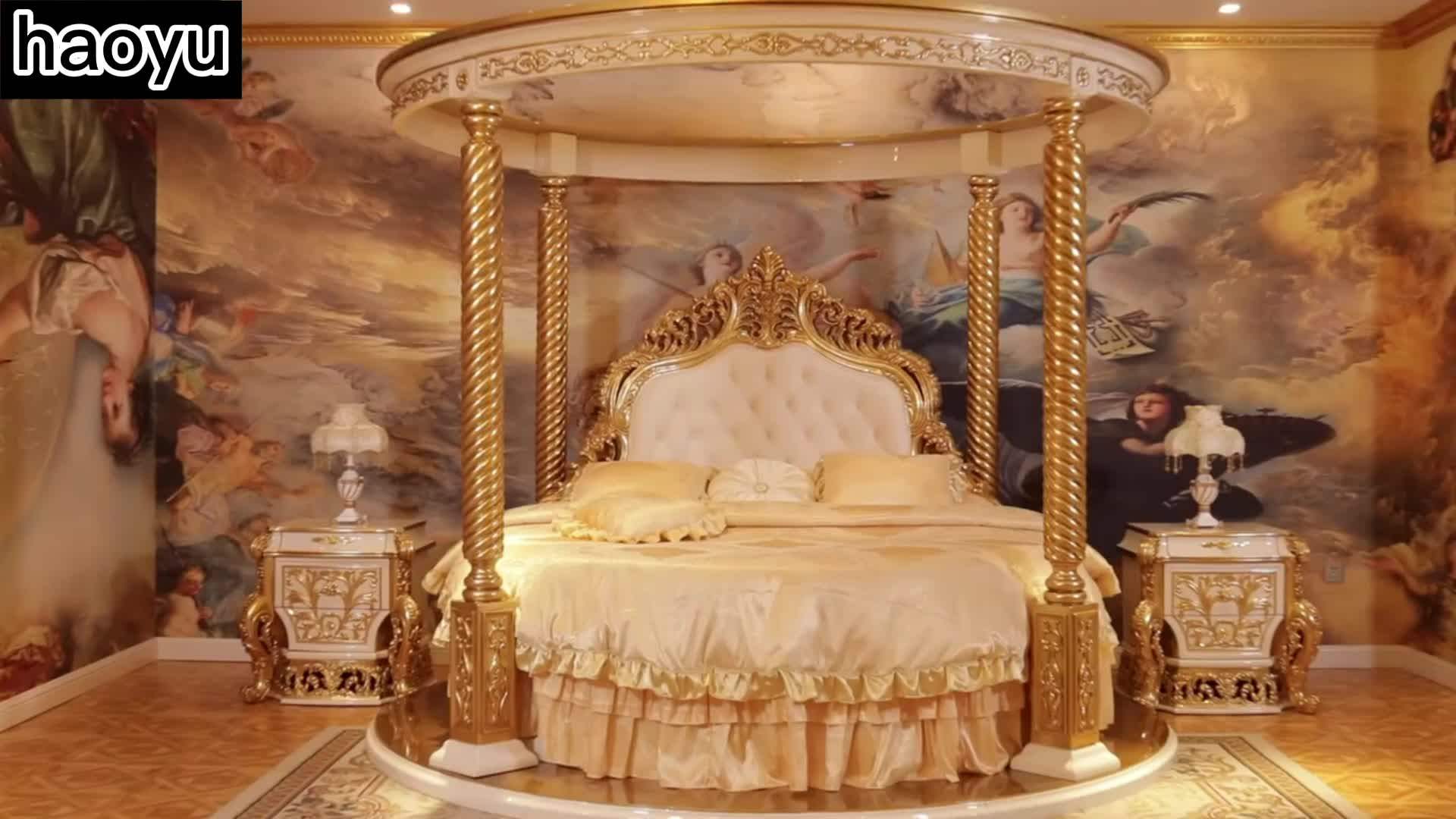 Antique Royal European Style Solid Wood 5pcs Bedroom Furniture,Classic