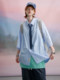 Unvesno (UN) 복고풍 일본 커플 스타일 여름 캐주얼 탑 루즈한 가을 넥타이 반팔 셔츠