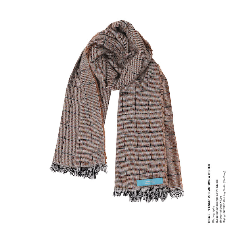 UNVESNO retro original limited item trend brown plaid fringed cashmere warm scarf men and women ins