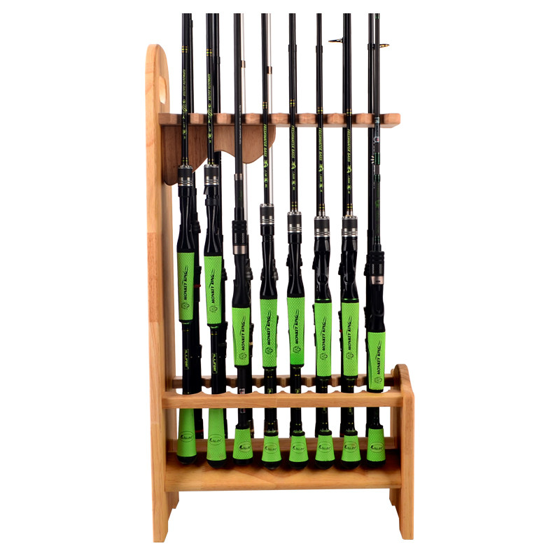 Solid wood 16 bits fishing rod rack fishing gear Shop shelves Multi-functional show shelf Home Handrod Road Apole storage shelves