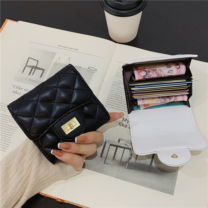 Small fragrance style diamond card holder female small and exquisite high-end multi-card position large-capacity anti-degaussing organ-style financial card holder