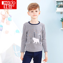 Red bean boys underwear autumn clothes autumn trousers cotton middle-aged children Baby children cartoon plus velvet thick warm suit winter