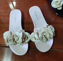 Big Camellia Three Flower Head Magnolia Diamond Rough Seals Women Office Sandals Slippers sandals