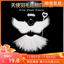 Halloween Princess White Angel feather wings young children back ornaments toy adult props girl dance show