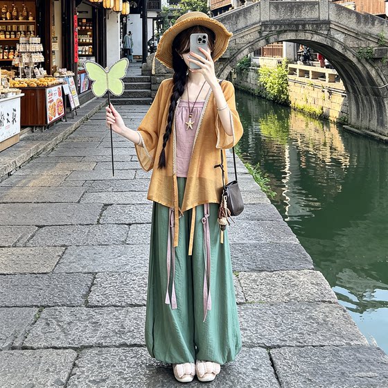 凝紫萱 浅夏 宋制新中式汉服女2026新款宋裤日常汉元素套装灯笼裤