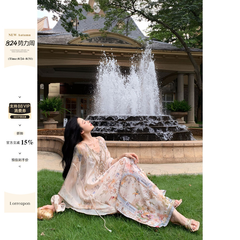 Liora “Art Journey” Bohemian Heavy Embroidered Wide-Sleeve Robe Dress Loose Long Dress Liora “Art Journey” Bohemian Heavy Embroidered Wide-Sleeve Robe Dress Loose Long Dress