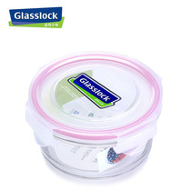 Korea glasslock tempered glass preservation box round glass lunch box microwave preservation bowl 370ML