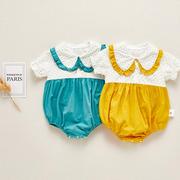 Trẻ sơ sinh 2020 mùa hè mới jumpsuit dễ thương baby công chúa Hà quần áo 0-1 năm tam giác cũ leo triều 6