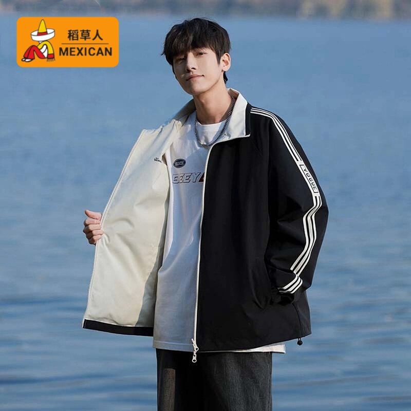 Scarecrow Men's Reversible Jacket 2026 Spring and Autumn New Casual Style Youth Loose Large Size Couple's Coat Scarecrow Men's Reversible Jacket 2026 Spring and Autumn New Casual Style Youth Loose Large Size Couple's Coat