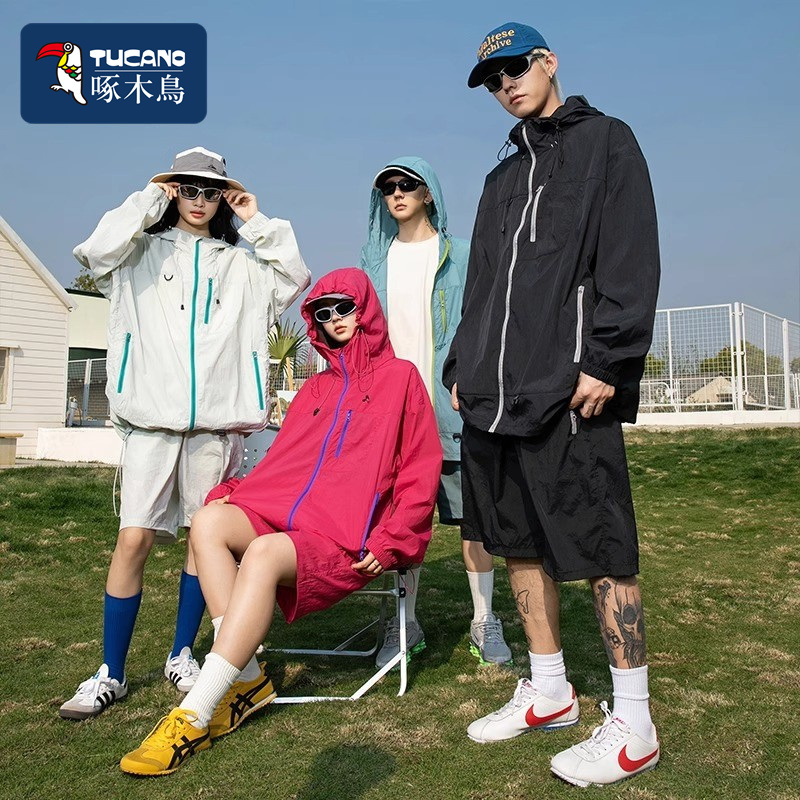 Woodpecker National Trend American Style Couple Sun Protection Jacket Summer Loose Casual Sports Shorts Upf50+ Sun Protection Set