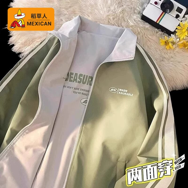 Scarecrow Reversible Youth Jacket Men's Spring and Autumn American Style Trendy Top Loose Casual Jacket