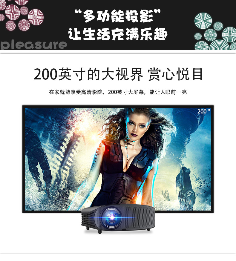 Le Jiada YG660 HD máy chiếu điện thoại di động 3D văn phòng giảng dạy máy chiếu thông minh tại nhà không dây wifi1080P chiếu phòng ngủ Android di động không có màn hình TV 2018 mới