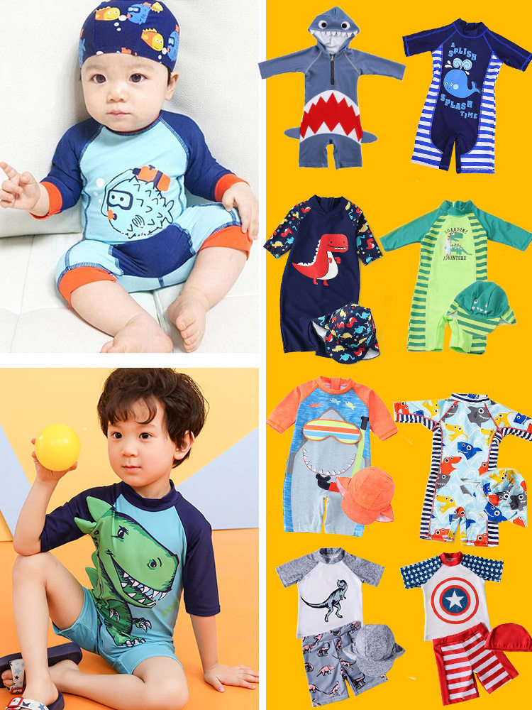 Children's swimsuit Boy child 0-1 swimsuit 2-year-old child swimming trunks Toddler jumpsuit Sunscreen Baby baby bathing suit
