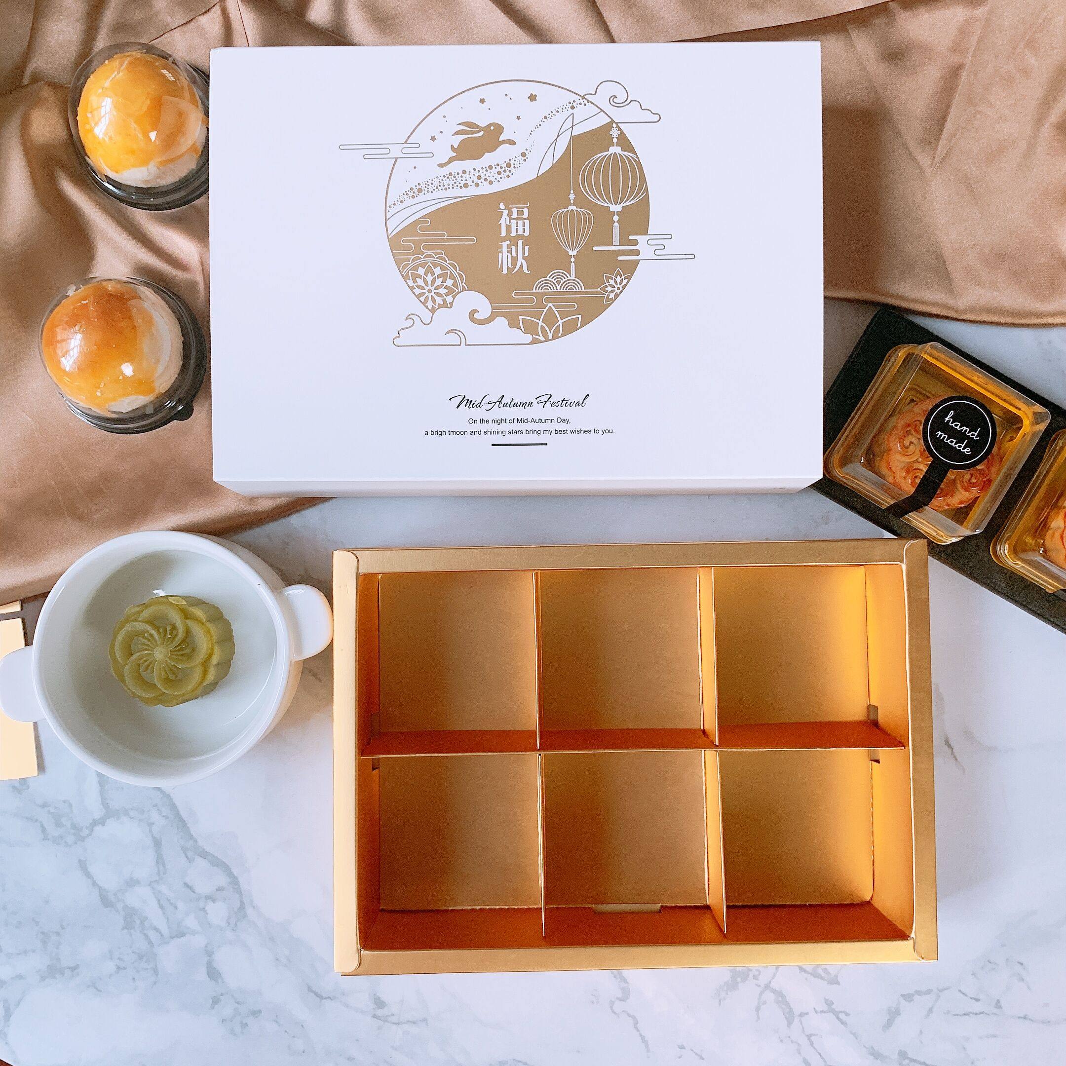 New Moon Cake Packaging Box Simple With 6 Grain 80g Egg Yolk Crisp Snowy Bridesmaid's Box Creative High-end Middle Autumn Gift Box