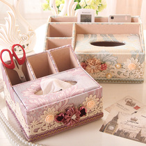 European multifunctional cloth tissue box living room desktop table storage box tissue pumping remote control box