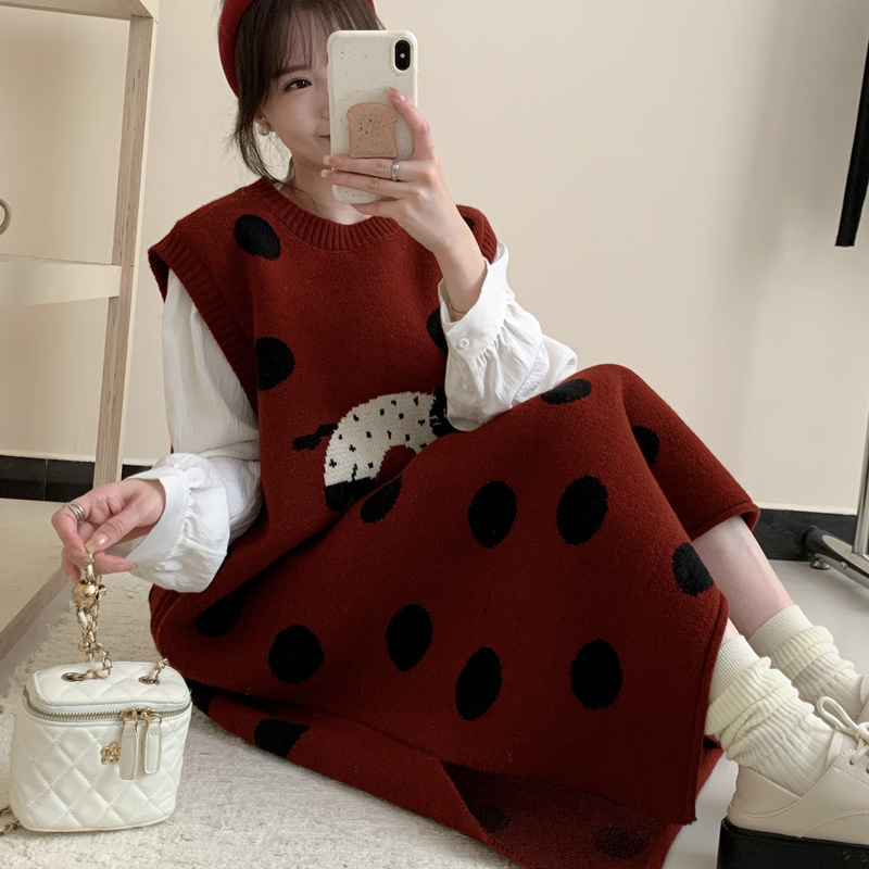 Designed to Look Younger, Sweater Vest Dress for Women, New Autumn and Winter Style, Knee-Length, Mid-Length, Sleeveless Knitted Vest Dress Designed to Look Younger, Sweater Vest Dress for Women, New Autumn and Winter Style, Knee-Length, Mid-Length, Sleeveless Knitted Vest Dress