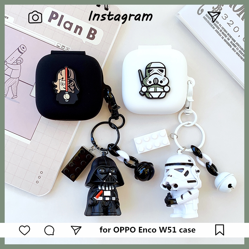 Suitable for OPPO Enco W51 wireless bluetooth headset silicone protective cover black and white anime w51 headset anti-fall shell