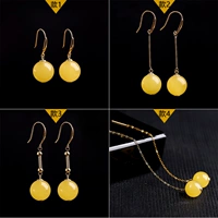 Инкрустация камня из воскового агата, украшение-шарик, серьги на день Святого Валентина, золото 750 пробы, подарок на день рождения