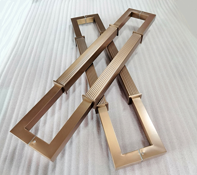 Stainless steel glass door handle light rose gold Chinese style hotel KTV door wooden door handle square tube villa handrail 6