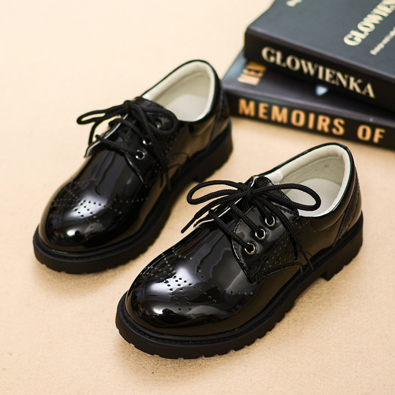 Boy leather shoes Black Inn Dress Shoes Elementary School Kids Soft Bottom Boy Boy Shoes Performance Shoes Single Shoes Student Shoes