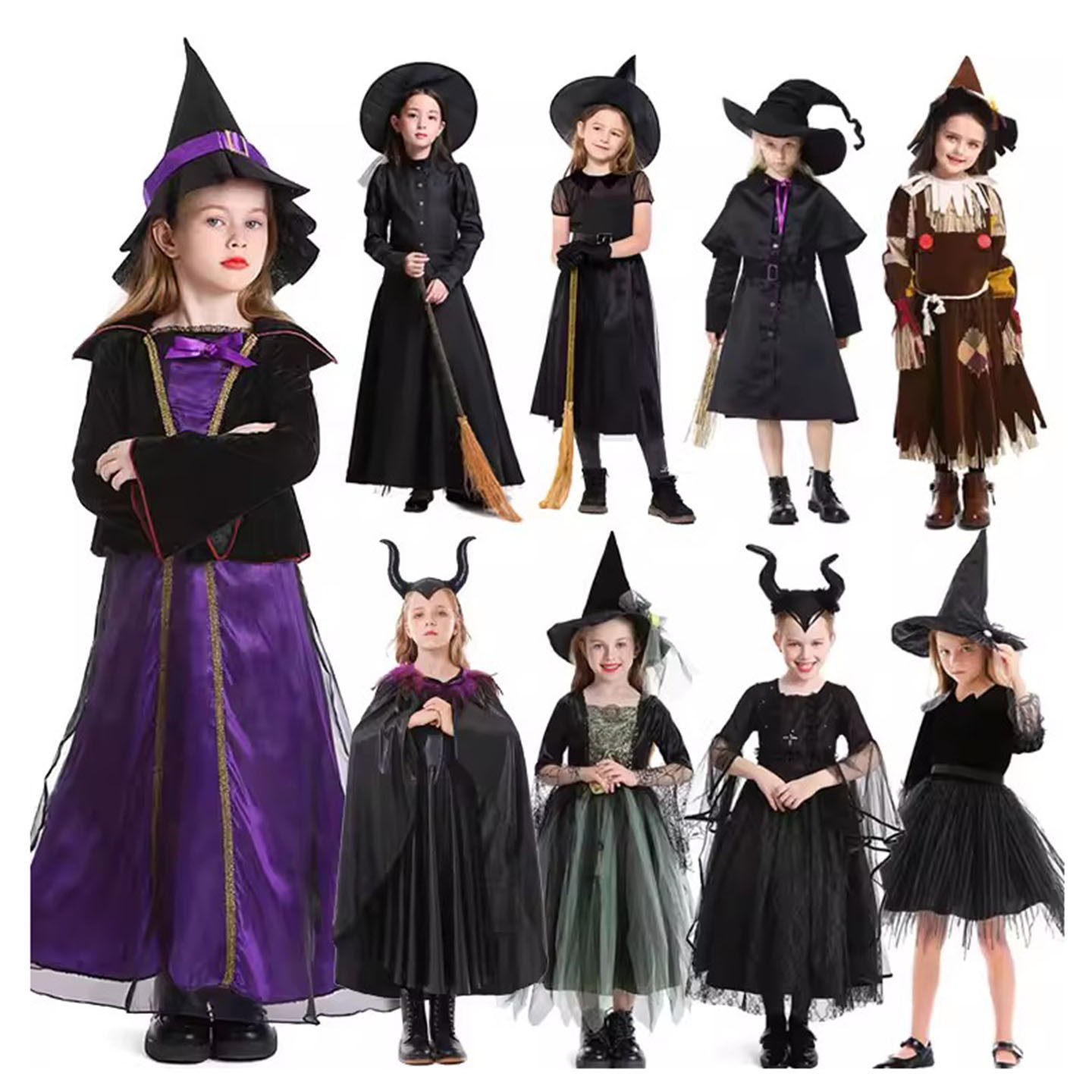 小さな女の子向けのハロウィンコスチューム、魔女のドレス、魔法使いのコスプレ衣装、マジシャンのローブ